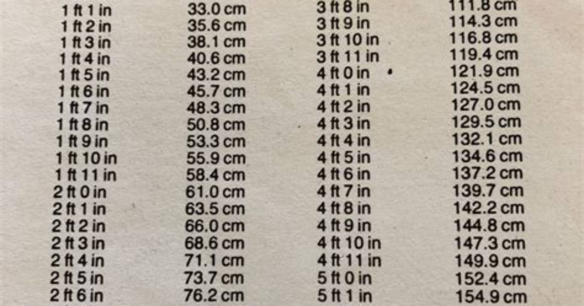 35.4 Cm to Feet and Inches