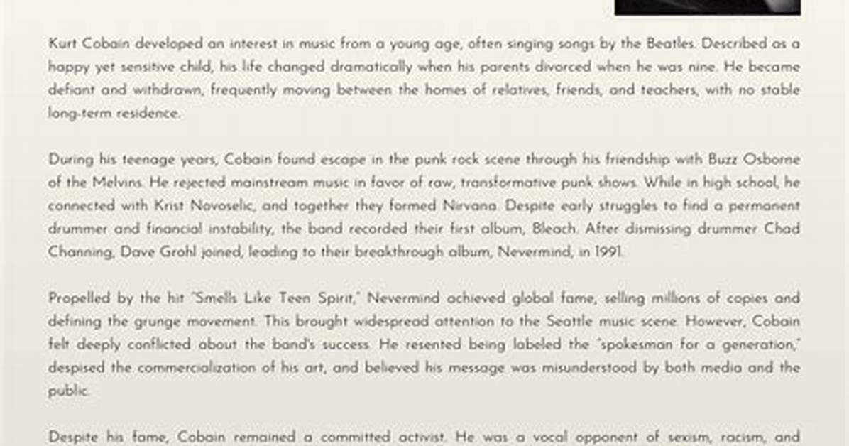 Kurt Cobain Biography, Life, Interesting Facts ·
